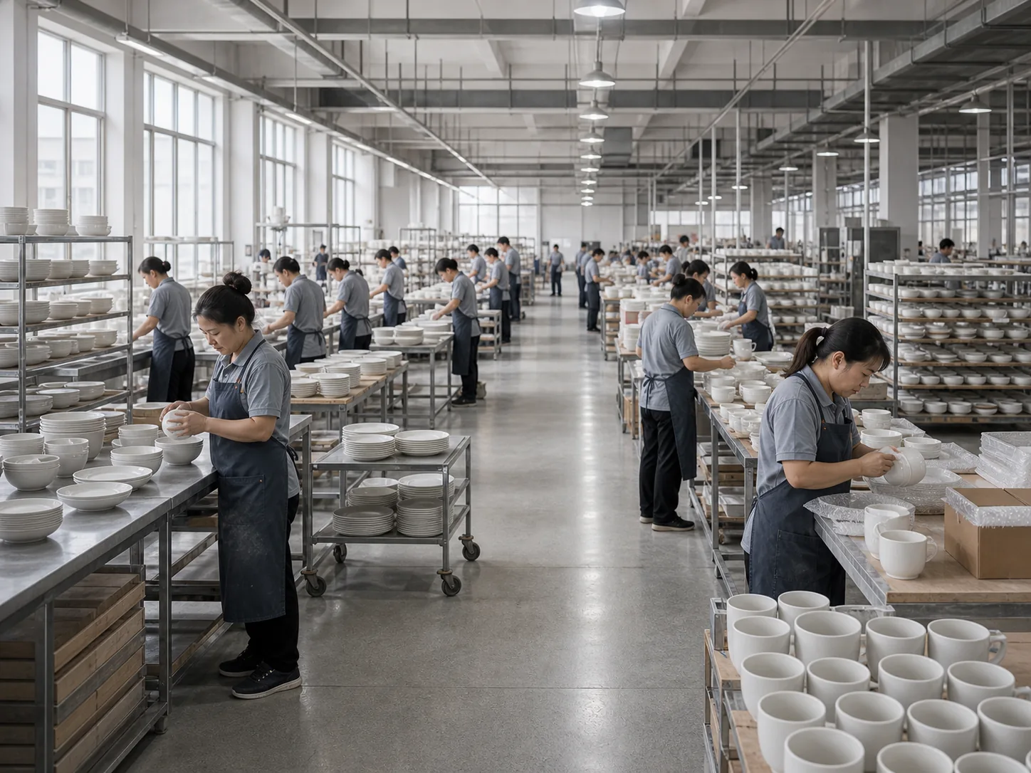 Liling ceramic factory workshop with skilled workers and ceramic production lines