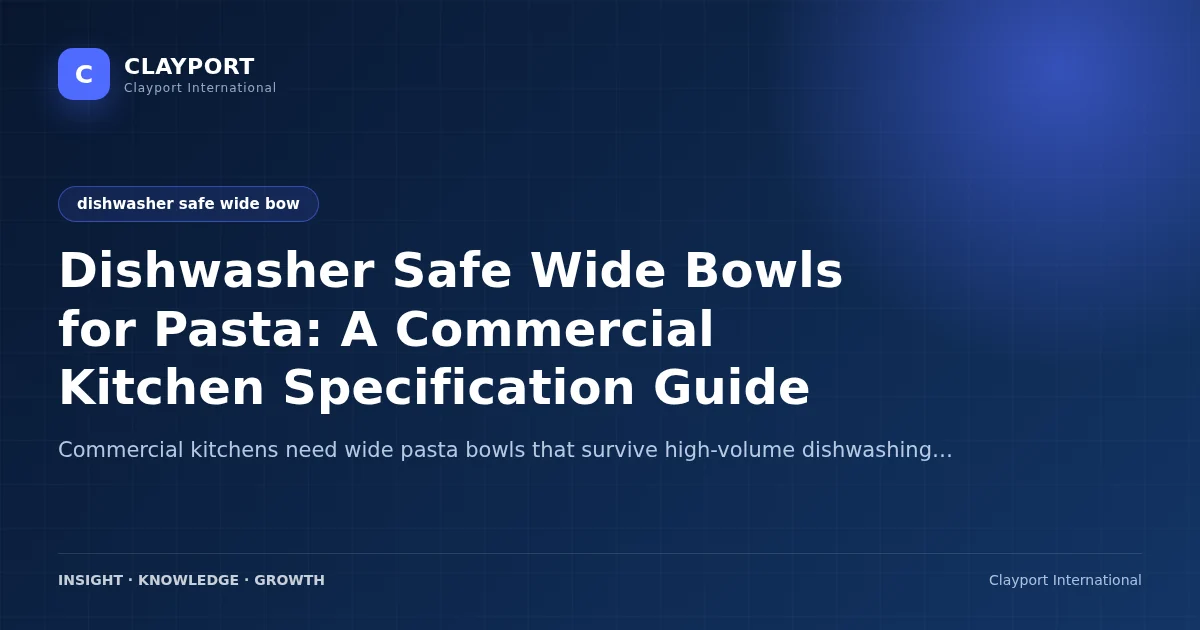 Dishwasher Safe Wide Bowls for Pasta: A Commercial Kitchen Specification Guide